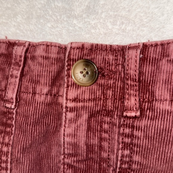 American Eagle Corduroy Mini Skirt Burgundy High Waist Pockets Sz 00 - Picture 7 of 9